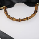 GUCCI Bamboo Shoulder Bag Leather 2way Black Gold 001 1998 1577 Auth am9605-9