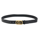 GUCCI GG Marmont Belt Leather 44.1"" Black Gold 575587 Auth am9607-1