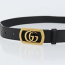 GUCCI GG Marmont Belt Leather 44.1"" Black Gold 575587 Auth am9607-5