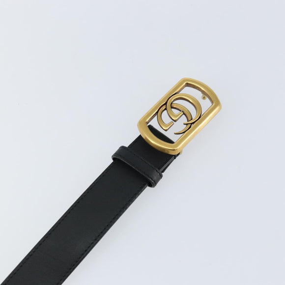 GUCCI GG Marmont Belt Leather 44.1"" Black Gold 575587 Auth am9607