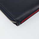 GUCCI Sherry Line Long Wallet Leather Navy Silver 344096 Auth am9608-11