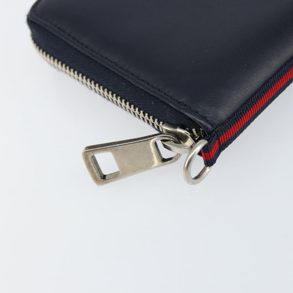 GUCCI Sherry Line Long Wallet Leather Navy Silver 344096 Auth am9608