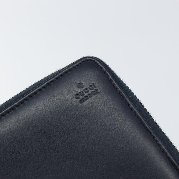 GUCCI Sherry Line Long Wallet Leather Navy Silver 344096 Auth am9608