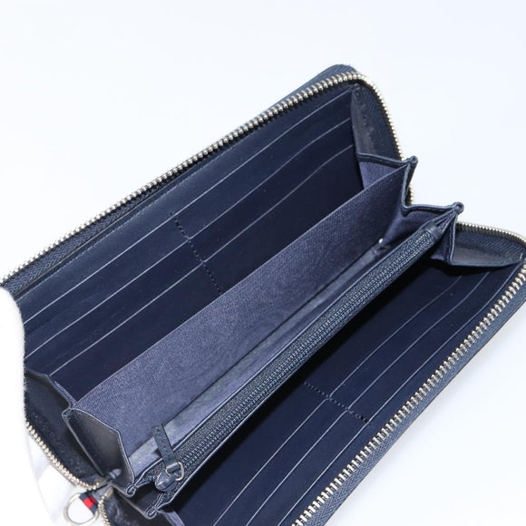 GUCCI Sherry Line Long Wallet Leather Navy Silver 344096 Auth am9608