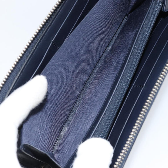 GUCCI Sherry Line Long Wallet Leather Navy Silver 344096 Auth am9608