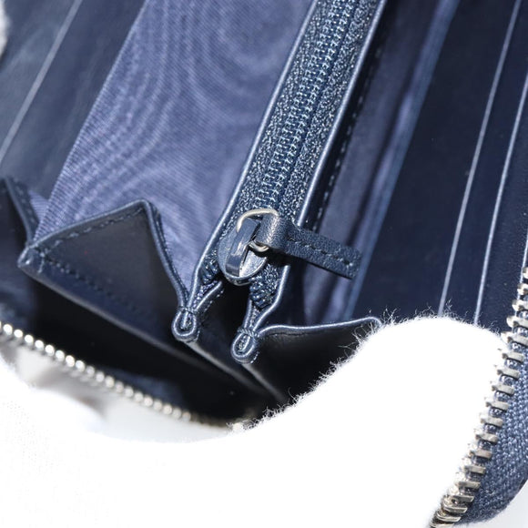 GUCCI Sherry Line Long Wallet Leather Navy Silver 344096 Auth am9608