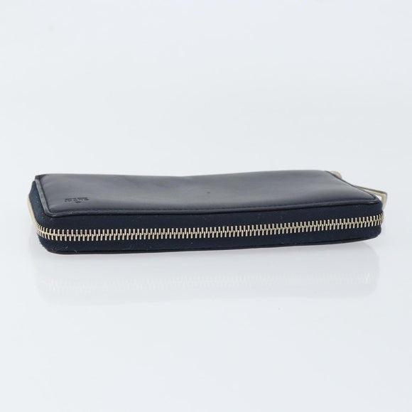 GUCCI Sherry Line Long Wallet Leather Navy Silver 344096 Auth am9608