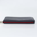 GUCCI Sherry Line Long Wallet Leather Navy Silver 344096 Auth am9608-7
