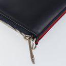 GUCCI Sherry Line Long Wallet Leather Navy Silver 344096 Auth am9608-9