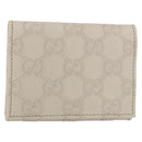 GUCCI GG Canvas Guccissima Card Case Leather White 120965 Auth am9609A-1