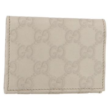 GUCCI GG Canvas Guccissima Card Case Leather White 120965 Auth am9609A