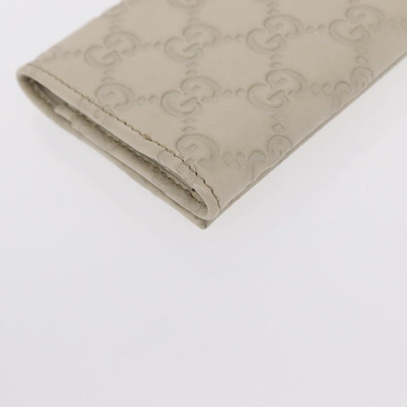 GUCCI GG Canvas Guccissima Card Case Leather White 120965 Auth am9609A