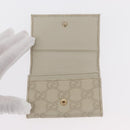 GUCCI GG Canvas Guccissima Card Case Leather White 120965 Auth am9609A-8