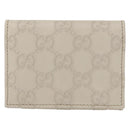 GUCCI GG Canvas Guccissima Card Case Leather White 120965 Auth am9609A-13
