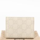GUCCI GG Canvas Guccissima Card Case Leather White 120965 Auth am9609A-12