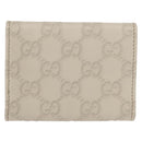 GUCCI GG Canvas Guccissima Card Case Leather White 120965 Auth am9609A-2