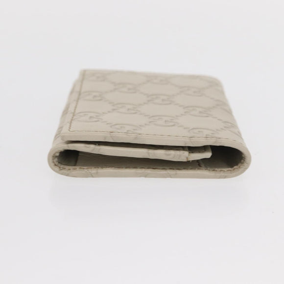 GUCCI GG Canvas Guccissima Card Case Leather White 120965 Auth am9609A