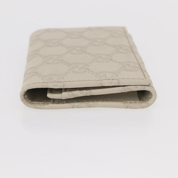 GUCCI GG Canvas Guccissima Card Case Leather White 120965 Auth am9609V