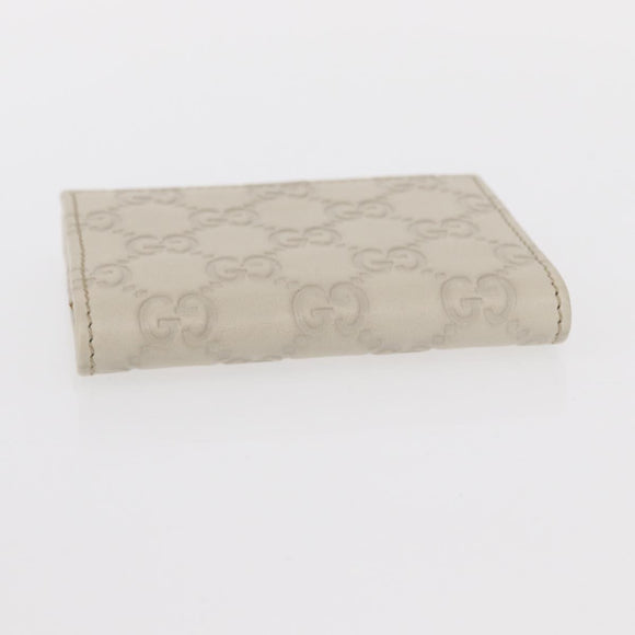 GUCCI GG Canvas Guccissima Card Case Leather White 120965 Auth am9609A