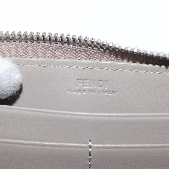 FENDI Long Wallet Leather Beige Gold Auth am9610