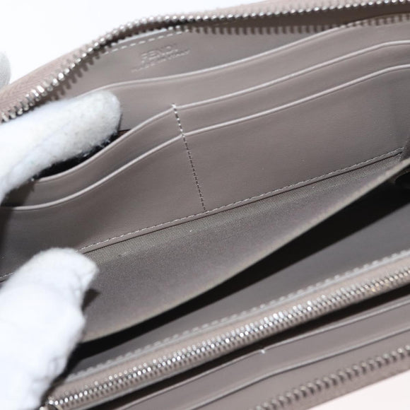 FENDI Long Wallet Leather Beige Gold Auth am9610