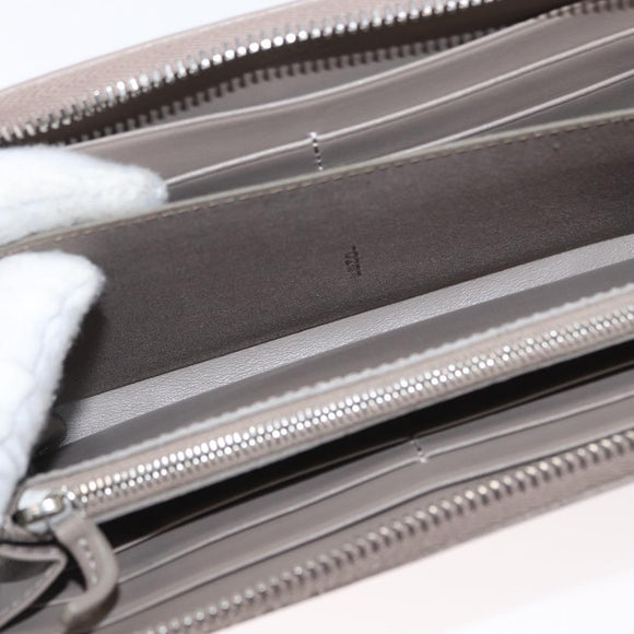 FENDI Long Wallet Leather Beige Gold Auth am9610