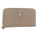 FENDI Long Wallet Leather Beige Gold Auth am9610-1