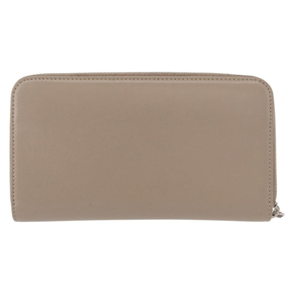 FENDI Long Wallet Leather Beige Gold Auth am9610
