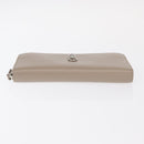 FENDI Long Wallet Leather Beige Gold Auth am9610-6