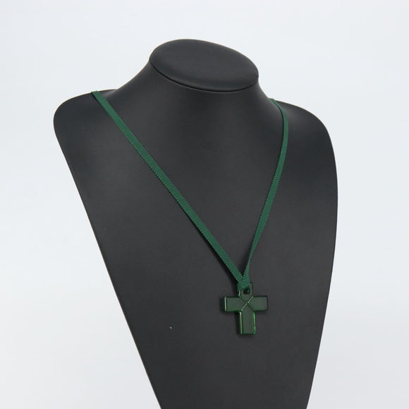 Baccarat Necklace Glass Green Auth am9612