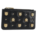 Salvatore Ferragamo Gancini Coin Purse Leather Black Gold Auth am9616-1