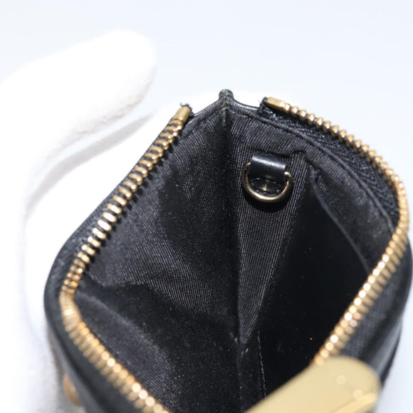 Salvatore Ferragamo Gancini Coin Purse Leather Black Gold Auth am9616