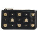 Salvatore Ferragamo Gancini Coin Purse Leather Black Gold Auth am9616-13