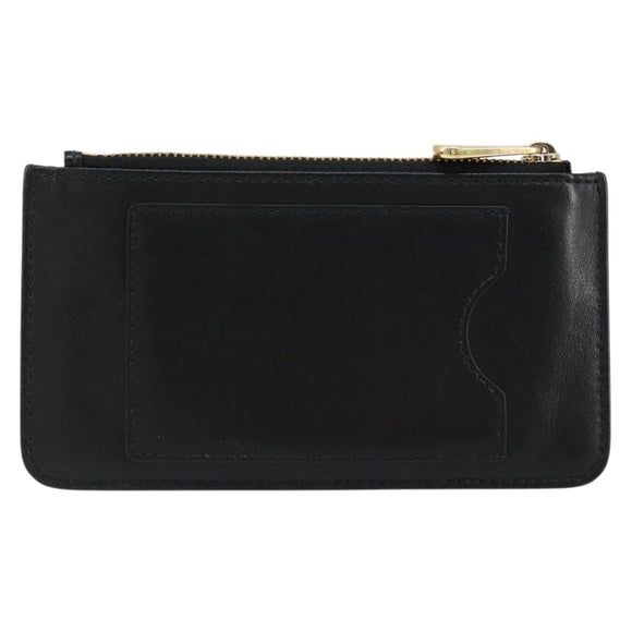 Salvatore Ferragamo Gancini Coin Purse Leather Black Gold Auth am9616