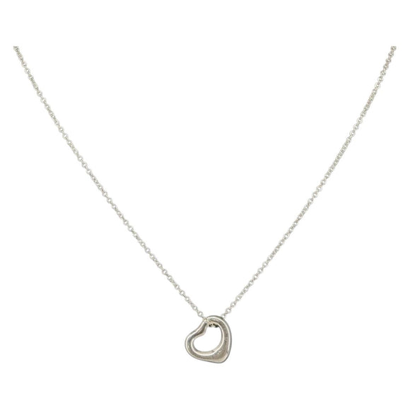 TIFFANY&Co. Open Heart Necklace Ag925 Silver Auth am9618