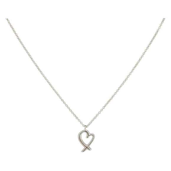 TIFFANY&Co. Loving Heart Necklace Ag925 Silver Auth am9619