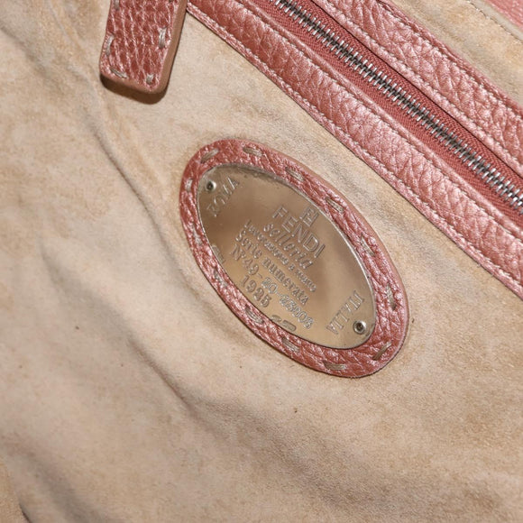 FENDI Celeria Shoulder Bag Leather Pink Silver Auth am9621