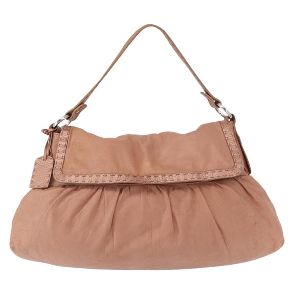 FENDI Celeria Shoulder Bag Leather Pink Silver Auth am9621