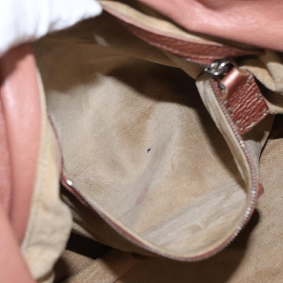 FENDI Celeria Shoulder Bag Leather Pink Silver Auth am9621