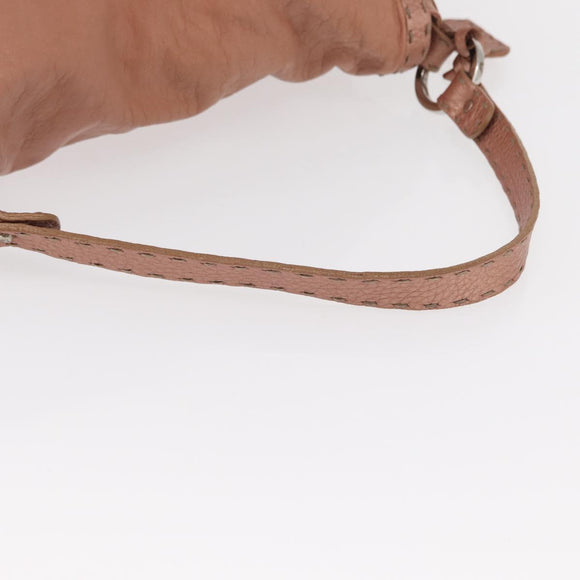 FENDI Celeria Shoulder Bag Leather Pink Silver Auth am9621