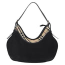 BURBERRY Nova Check Shoulder Bag Nylon Black Silver Auth am9622-13