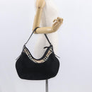 BURBERRY Nova Check Shoulder Bag Nylon Black Silver Auth am9622-21