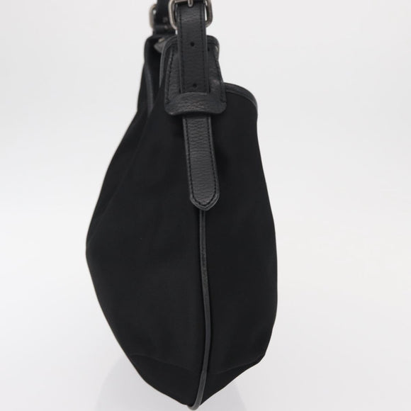 BURBERRY Nova Check Shoulder Bag Nylon Black Silver Auth am9622