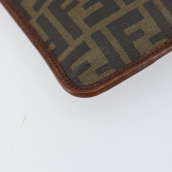 FENDI Zucca Canvas Schoudertas PVC Zwart Bruin Auth am9623