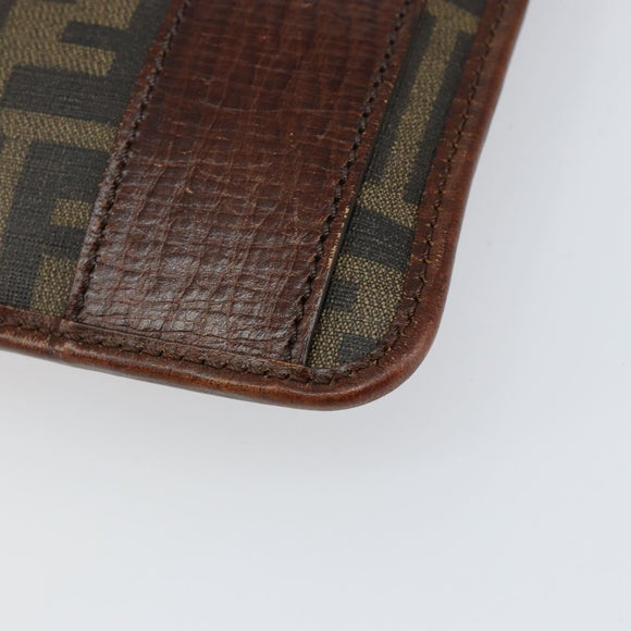FENDI Zucca Canvas Schoudertas PVC Zwart Bruin Auth am9623