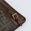 FENDI Zucca Canvas Schoudertas PVC Zwart Bruin Auth am9623-9