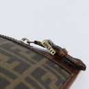 FENDI Zucca Canvas Schoudertas PVC Zwart Bruin Auth am9623-18