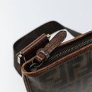 FENDI Zucca Canvas Schoudertas PVC Zwart Bruin Auth am9623-10