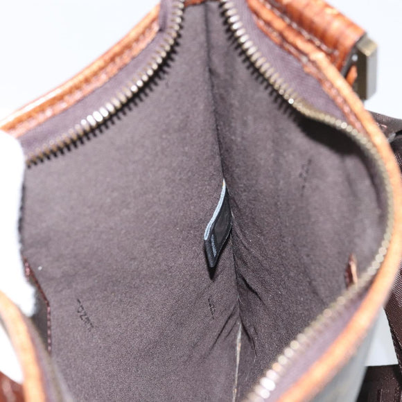 FENDI Zucca Canvas Shoulder Bag PVC Black Brown Auth am9623