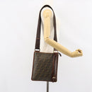 FENDI Zucca Canvas Schoudertas PVC Zwart Bruin Auth am9623-23